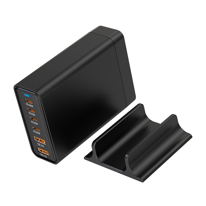 UHOMEBUY 200W GaN napájací adaptér 6-portová USB-C stolná nabíjačka USB typu C PD rýchlonabíjacia nabíjačka pre notebook, tablet, mobilný telefón