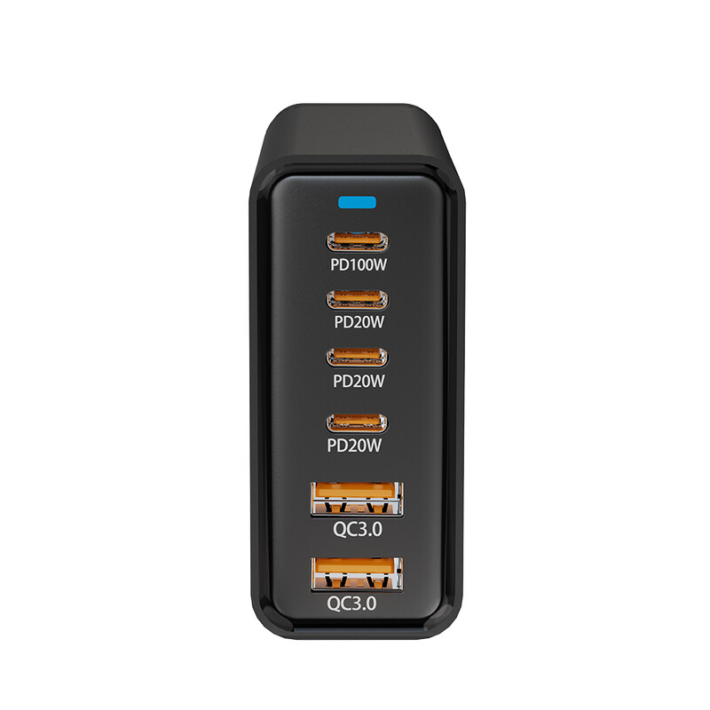 UHOMEBUY 200W GaN napájací adaptér 6-portová USB-C stolná nabíjačka USB typu C PD rýchlonabíjacia nabíjačka pre notebook, tablet, mobilný telefón