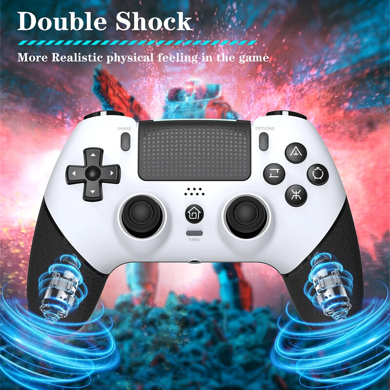 Controler wireless Turbo Controler de joc compatibil cu Bluetooth Joystick cu efect Hall cu vibrații duale pentru PS4/PS4 Pro/PS4 Slim/PC
