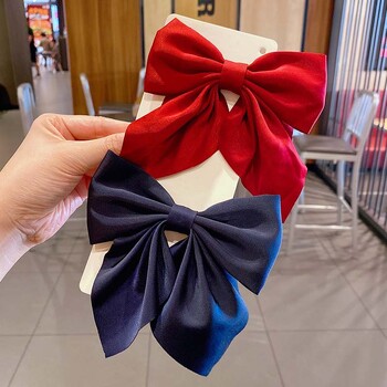 Fashion Sweet Bow Κλιπ μαλλιών μονόχρωμο κορίτσι σατέν πεταλούδα Κλιπ για τα μαλλιά πάπια Κλιπ στόματος Παιδικά αξεσουάρ μαλλιών