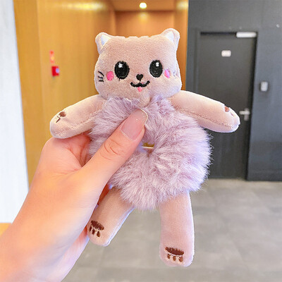 Νέα Παιδικά Κορίτσια Χαριτωμένα κινούμενα σχέδια Panda Cat κουνέλι βελούδινα ελαστικά κορδέλες μαλλιών Διακοσμήστε τα μαλλιά Scrunchie μόδα Γυναικεία αξεσουάρ μαλλιών