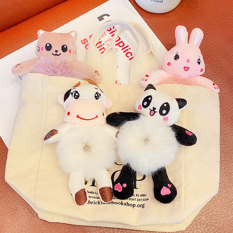 Új Gyerek Lányok Aranyos Rajzfilm Panda Macska Nyúl Plüss Elasztikus Hajpántok Hajdísz Scrunchie Divat Női Hajkiegészítők