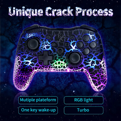 GAMINJA RGB Безжичен геймпад CRACK PROCESS За Nintendo Switch TV Box PS3 Джойстик Контролер Шест осев жироскоп Двойна вибрация