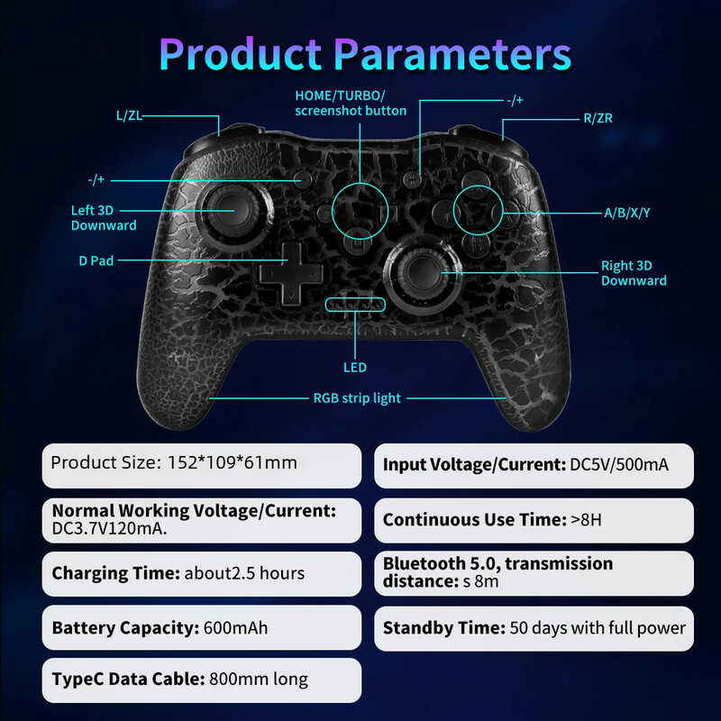 GAMINJA RGB Wireless Gamepad CRACK PROCESS για Nintendo Switch TV Box PS3 Joystick Controller γυροσκόπιο έξι αξόνων Διπλή δόνηση