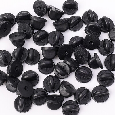 50/100 db fekete PVC gumicsapos hátlapok Pillangó kuplung nyakkendőtartó hajtókatartó Csattű sapkatartó egységes jelvények cseréjéhez