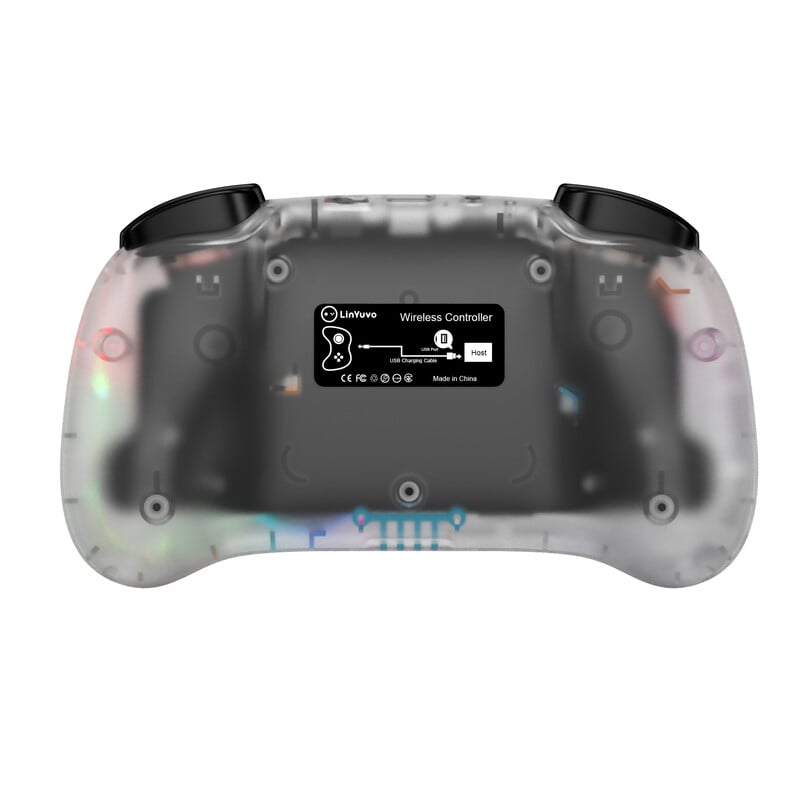 Bezdrôtový ovládač LinYuvo KS39B Pro pre Switch/Lite/OLED/Android/macOS, nastaviteľné turbo, vibračný pohyb, gyroskop, priehľadný