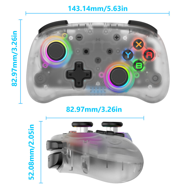 Bezdrôtový ovládač LinYuvo KS39B Pro pre Switch/Lite/OLED/Android/macOS, nastaviteľné turbo, vibračný pohyb, gyroskop, priehľadný