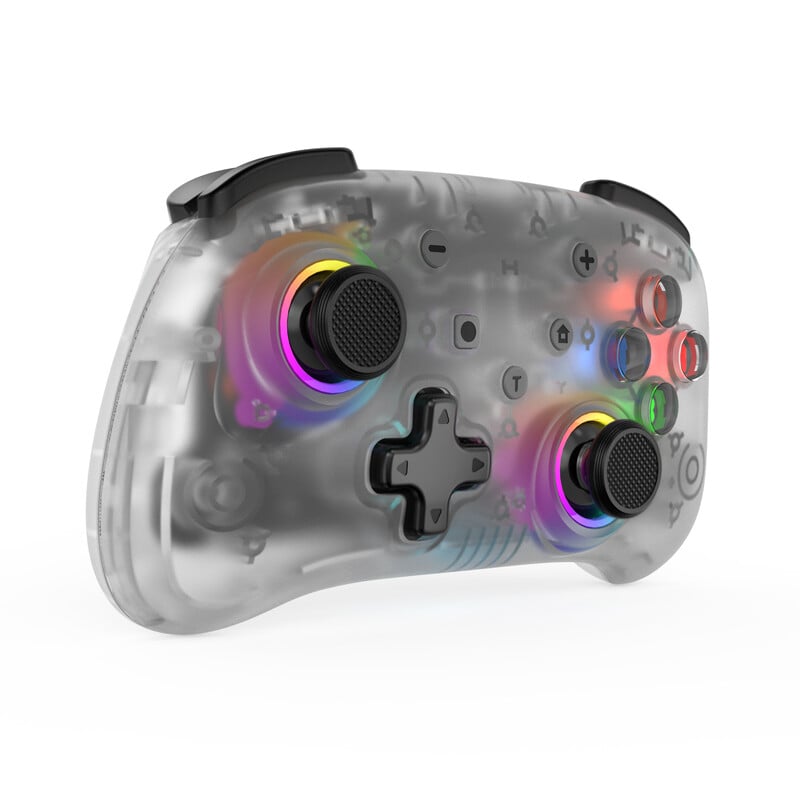 Bezdrôtový ovládač LinYuvo KS39B Pro pre Switch/Lite/OLED/Android/macOS, nastaviteľné turbo, vibračný pohyb, gyroskop, priehľadný