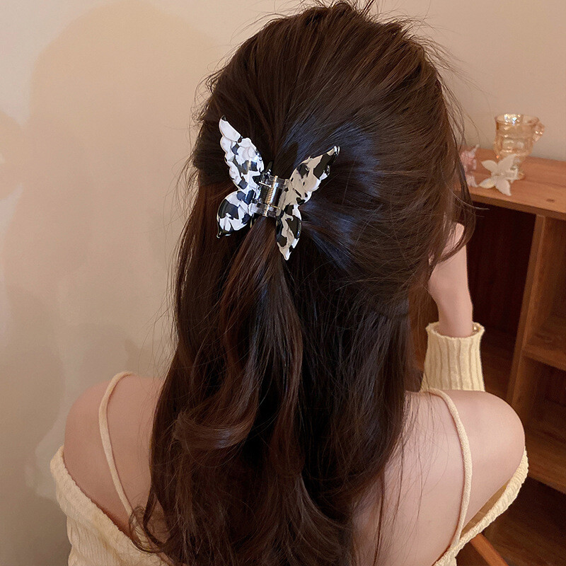 Acetat leptir kopča za kosu s kopčom za kosu s mramornim uzorkom Ženska kosa s gradijentom u obliku račića Zatiljak za kosu Kosa za morskog psa Dodaci za kosu