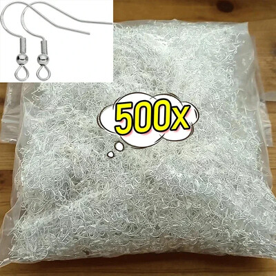 100/500db DIY Fülbevaló Találatok Fülbevalók Kapcsok Horgok Rozsdamentes acél hipoallergén fülbevaló készítés Kiegészítők Horog Füldrót