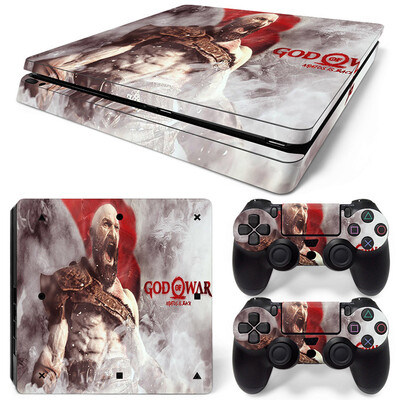 Samolepka God of War pre PS4 Slim, ochranné skiny pre PS4 Slim, vinylová nálepka pre PS4 Slim + skiny pre 2 ovládače.