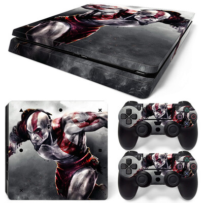 Samolepka God of War pre PS4 Slim, ochranné skiny pre PS4 Slim, vinylová nálepka pre PS4 Slim + skiny pre 2 ovládače.