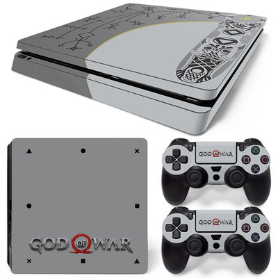 Samolepka God of War pre PS4 Slim, ochranné skiny pre PS4 Slim, vinylová nálepka pre PS4 Slim + skiny pre 2 ovládače.