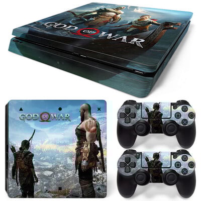 Samolepka God of War pre PS4 Slim, ochranné skiny pre PS4 Slim, vinylová nálepka pre PS4 Slim + skiny pre 2 ovládače.