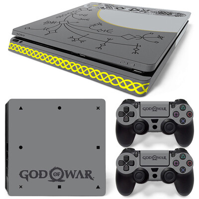 Samolepka God of War pre PS4 Slim, ochranné skiny pre PS4 Slim, vinylová nálepka pre PS4 Slim + skiny pre 2 ovládače.