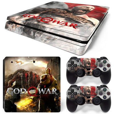 Samolepka God of War pre PS4 Slim, ochranné skiny pre PS4 Slim, vinylová nálepka pre PS4 Slim + skiny pre 2 ovládače.