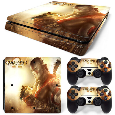 Samolepka God of War pre PS4 Slim, ochranné skiny pre PS4 Slim, vinylová nálepka pre PS4 Slim + skiny pre 2 ovládače.