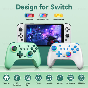 Безжичен Bluetooth RGB контролер за Nintendo Switch/OLED/Lite/Android/IOS/PC геймпад джойстици с функция за програмиране