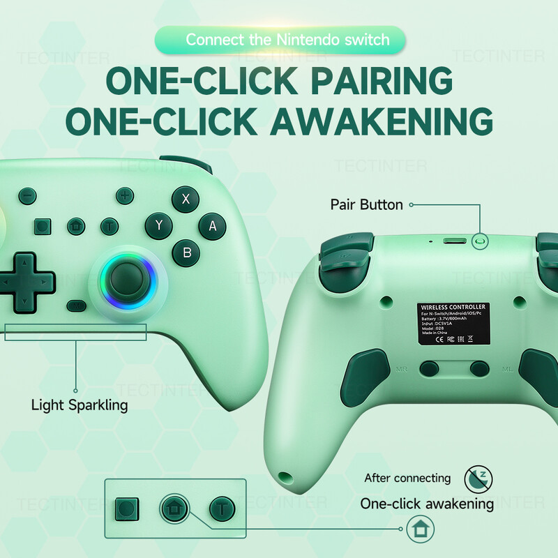 Bežični Bluetooth RGB kontroler za Nintendo Switch/OLED/Lite/Android/IOS/PC upravljačke palice s funkcijom programiranja