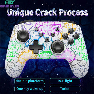 GAMINJA Gamepad fără fir LED PROCES DE CRACK pentru Nintendo Switch TV Box PS3 Joystick Controller Giroscop cu șase axe Vibrație dublă