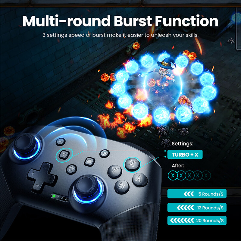 Controlere de comutare fără fir, compatibile cu controlerele Switch Pro pentru comutator/Switch Lite/OLED/PC, împerechere cu o singură tastă Baterie de 1000 mAh