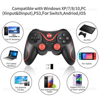 Υποστήριξη ασύρματου χειριστηρίου Terios T3 Bluetooth Gamepad για διακόπτη/ PS3 Controle για tablet Android Smart Phone PC Joystick