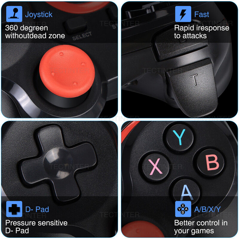 Terios T3 vezeték nélküli vezérlő támogatás Bluetooth játékvezérlő kapcsolóhoz / PS3 vezérlőhöz táblagéphez Android okostelefon PC joystick