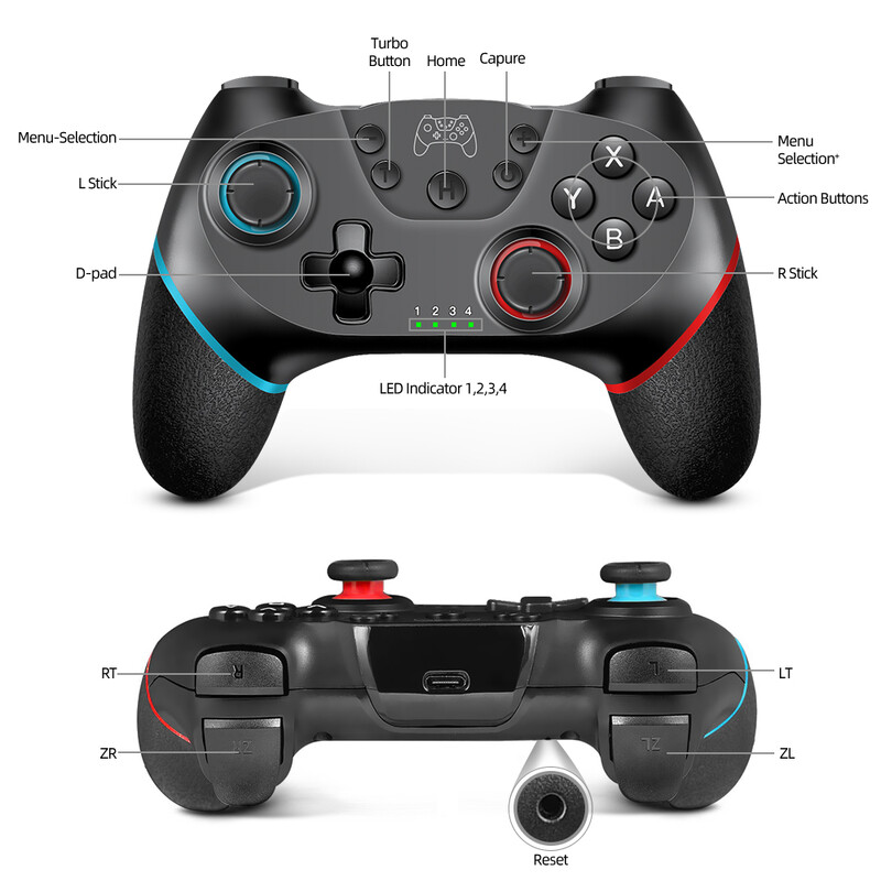 AceGamer vezeték nélküli vezérlő Bluetooth játékvezérlők kettős vibrációs hattengelyes Switch Pro OLED konzolvezérlő PC telefon joystickhez