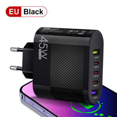 45W 5 porturi Încărcare rapidă USB C QC 3.0 Sursă de alimentare Adaptor încărcător telefon mobil tip C PD pentru iPhone 15 14 Xiaomi Samsung Huawei