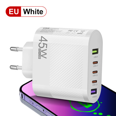 45W 5 porturi Încărcare rapidă USB C QC 3.0 Sursă de alimentare Adaptor încărcător telefon mobil tip C PD pentru iPhone 15 14 Xiaomi Samsung Huawei