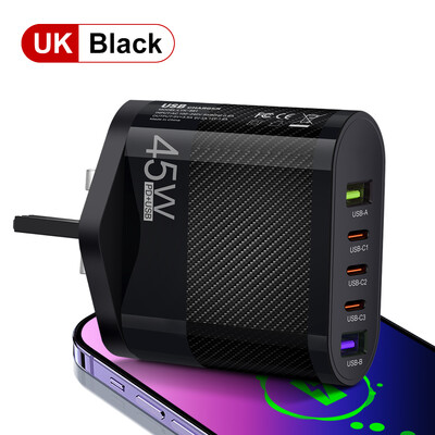 45W 5 porturi Încărcare rapidă USB C QC 3.0 Sursă de alimentare Adaptor încărcător telefon mobil tip C PD pentru iPhone 15 14 Xiaomi Samsung Huawei