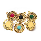 5 vnt nerūdijančio plieno aukso spalvos tuščiaviduriai klasikiniai natūralaus akmens pakabukai, skirti Bohomia kaklo papuošalams