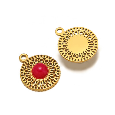 5 vnt nerūdijančio plieno aukso spalvos tuščiaviduriai klasikiniai natūralaus akmens pakabukai, skirti Bohomia kaklo papuošalams