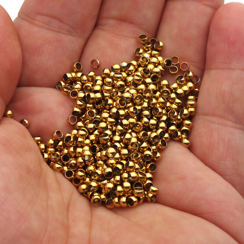 100-200Pcs 1.5 2 2.5 3mm Kuglični čep od nehrđajućeg čelika Crimp End Perle za pozicioniranje razmaknice za DIY izradu nakita narukvice