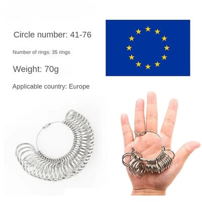 Sada meracích váh na prsteňové prsteňe, náradie, UK, AZ, US, EU, HK, JP, sada meradiel veľkostí prsteňov na prst, kovové meranie obvodu prsta.