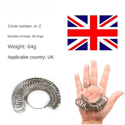 Sada meracích váh na prsteňové prsteňe, náradie, UK, AZ, US, EU, HK, JP, sada meradiel veľkostí prsteňov na prst, kovové meranie obvodu prsta.