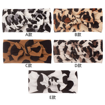 INS New Baby Leopard Print Headband Παιδική φαρδιά άκρη χωρίς ραφή μαντίλα φιόγκου μωρό λουράκι μαλλιών