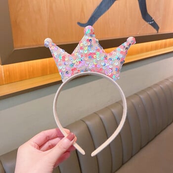 Princess Big Crown Headband Παιδικό γλυκό στεφάνι παγιέτες διπλής όψης Headband Αξεσουάρ δώρου γενεθλίων για μικρά κορίτσια