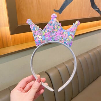 Princess Big Crown Headband Παιδικό γλυκό στεφάνι παγιέτες διπλής όψης Headband Αξεσουάρ δώρου γενεθλίων για μικρά κορίτσια