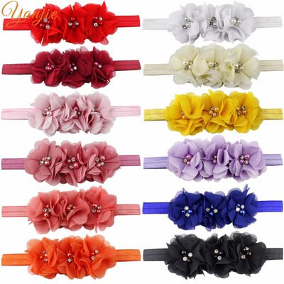 YANJIE Trendy European 2" Flower Infantile Girl Elastic Headband DIY Flower For Kids Hair Accessories Headwear Bandana for party