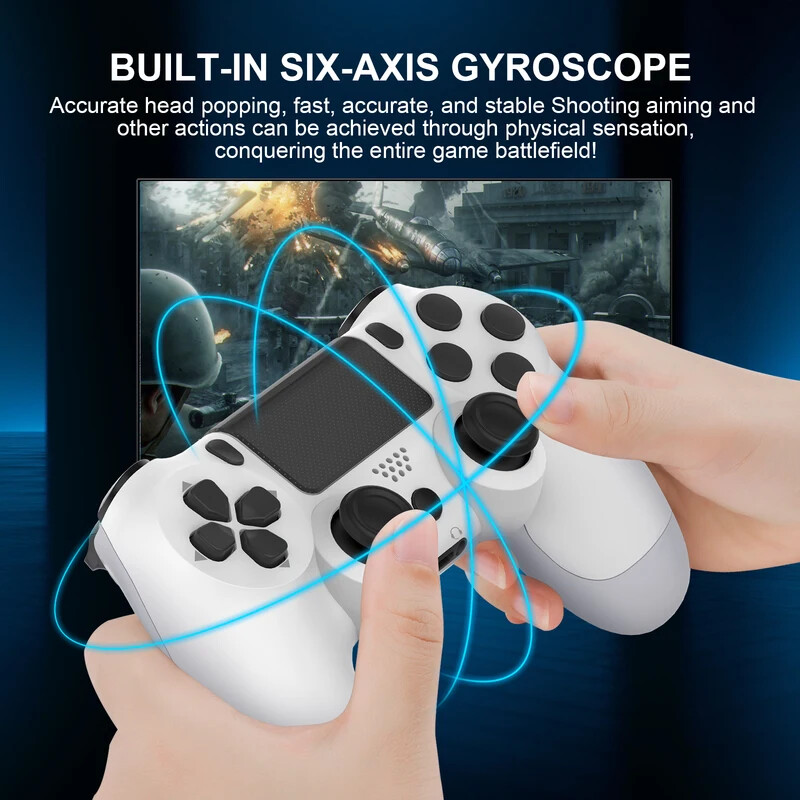 Controler Bluetooth cu touchpad, vibrație duală pe șase axe, fără întârziere Gamepad pentru consolă PS4 PS3, joystick-uri pentru computer, giroscop