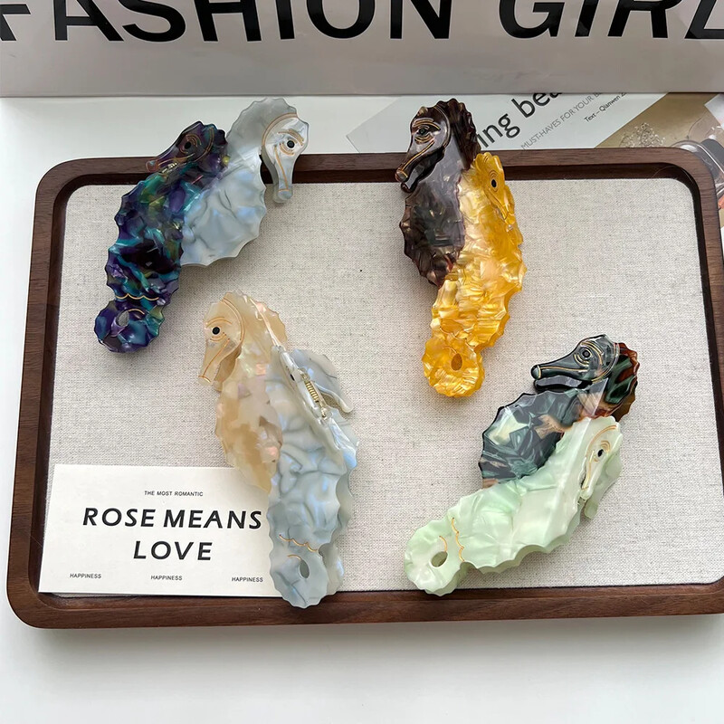 YWYHJ legújabb óceáni sorozata Hair Claw Hippocampus Medúza delfin Acetát Haj Claw Clipek Hajkiegészítők női lányoknak