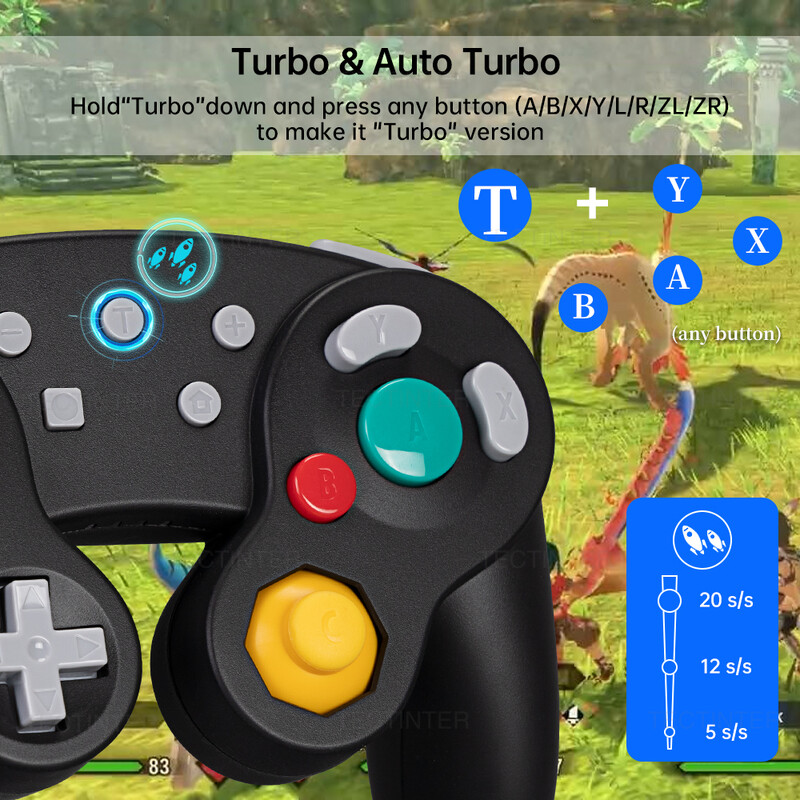 Atbalstiet Bluetooth GC bezvadu kontrolieri Switch Gamecube, kas ir savietojams ar Nintendo Switch/Lite Gamepad datora kursorsvirai