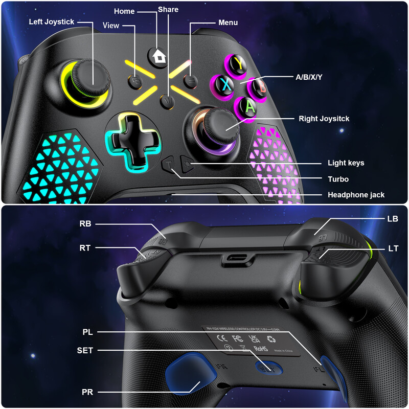 Gamepad fără fir pentru Xbox One, Xbox Seris S, Xbox Series X Consola Win 7 8 10 Dual Vibra cu controler de joc giroscop cu șase axe