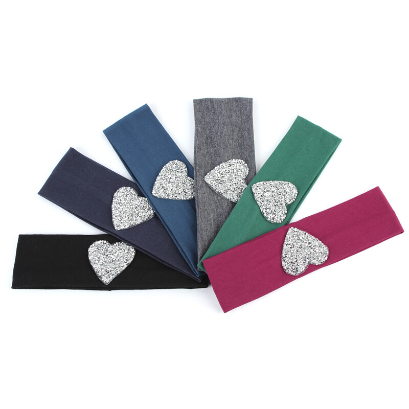 Geebro Gyerek pamut puha fejpánt Új tavaszi aranyos strasszok szív lapos hajpánt lányok sztreccs fejfedők haj kiegészítők