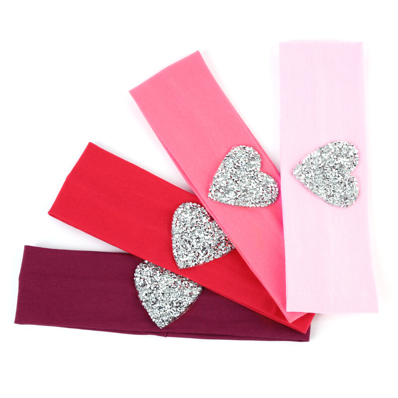 Geebro Gyerek pamut puha fejpánt Új tavaszi aranyos strasszok szív lapos hajpánt lányok sztreccs fejfedők haj kiegészítők