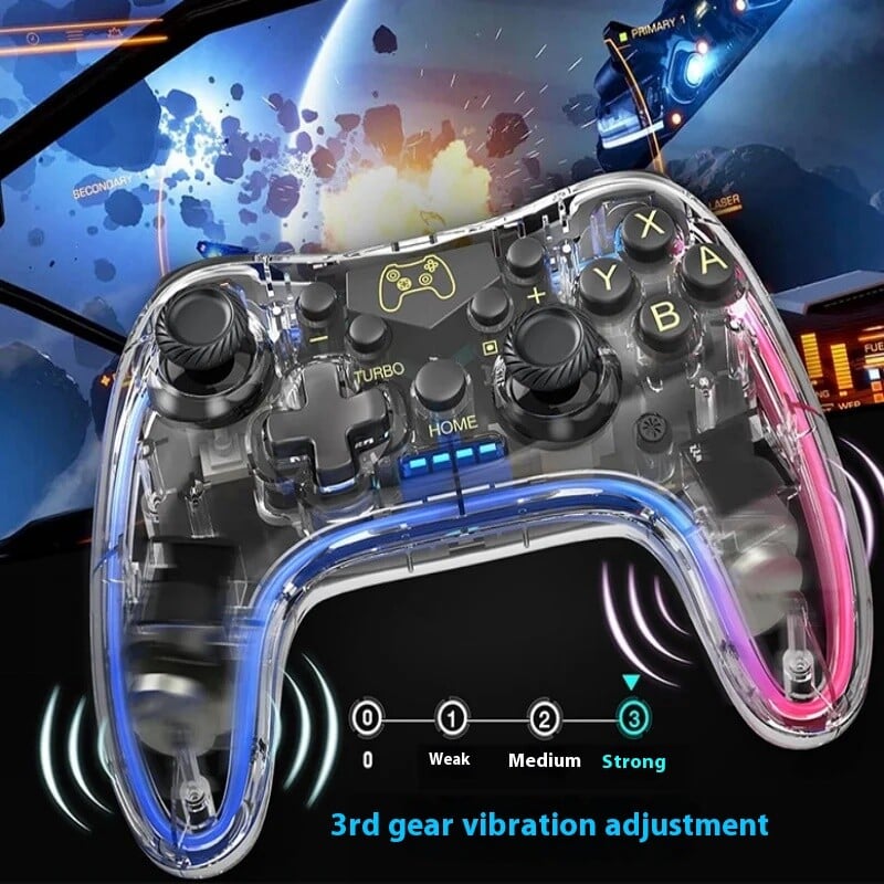 Priehľadný ovládač Switch Pro NS Wireless Bluetooth Lite, senzorický ovládač pre PC, počítač, mobil, hry, svetelný efekt, vibrácie