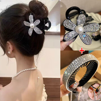 Nové kórejské kamienkové sponky do vlasov, elegantné čierne sponky do vlasov s krabmi, sponky do vlasov pre dámy, pokrývky hlavy, vlasové doplnky, sponky do copu