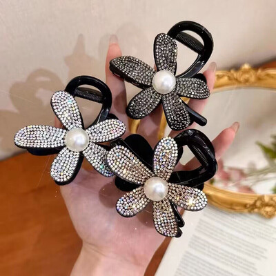 Nové kórejské kamienkové sponky do vlasov, elegantné čierne sponky do vlasov s krabmi, sponky do vlasov pre dámy, pokrývky hlavy, vlasové doplnky, sponky do copu