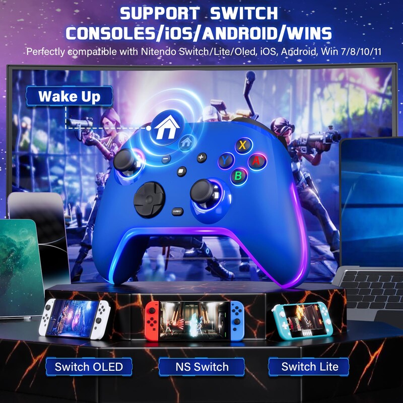 NE Wireless Switch Pro kontroliera spēļu vadība Nintendo Switch/OLED/Lite ar viegli programmējamu Turbo Wake-up kursorsviru